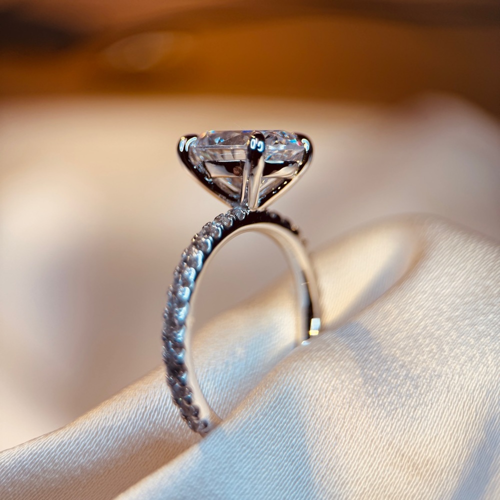3ct Oval Solitaire Engagement Ring S925 14k Gold Plated - Picture 4 of 9